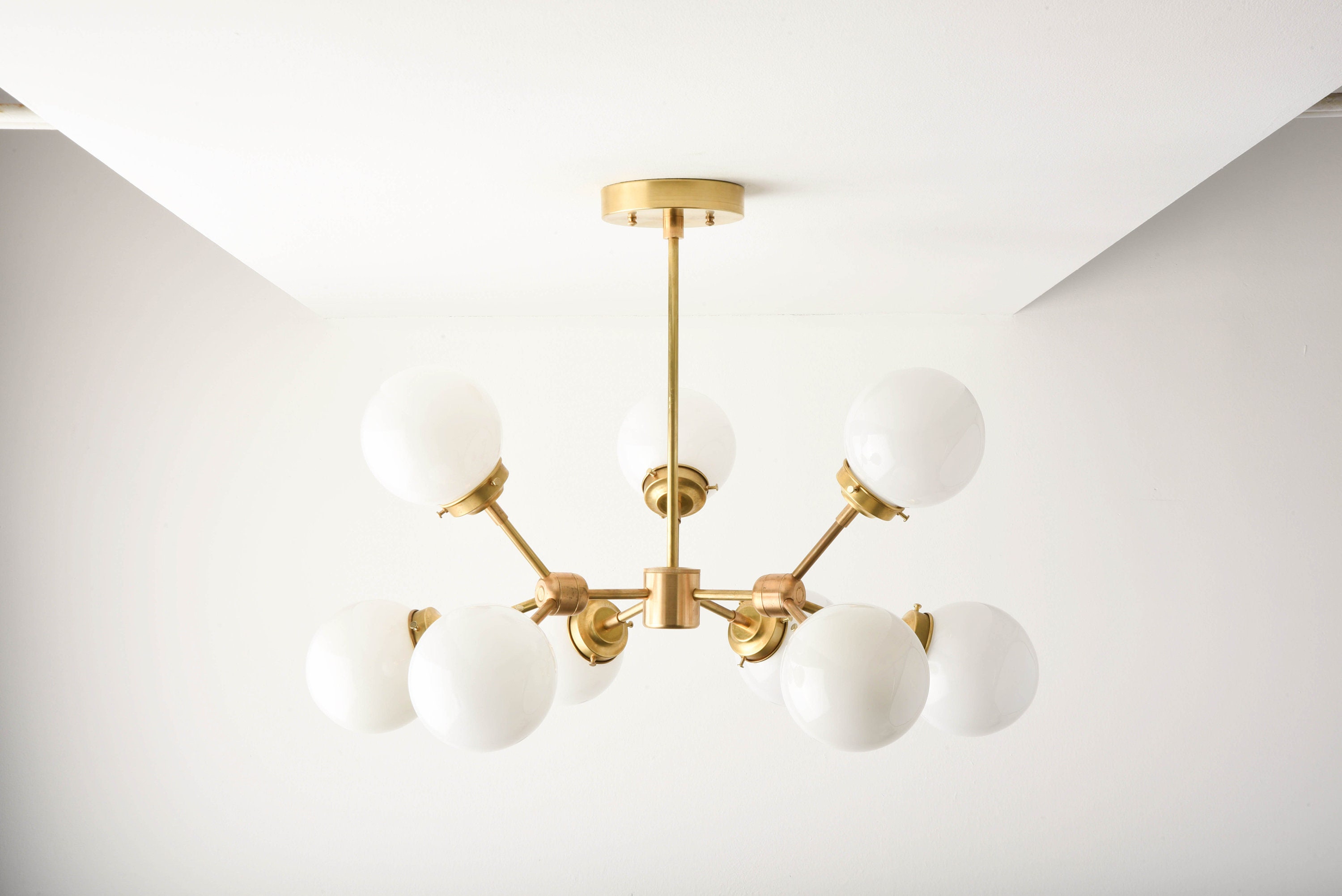 Modern Globe Chandelier Gold Hanging Light Mid Century Industrial