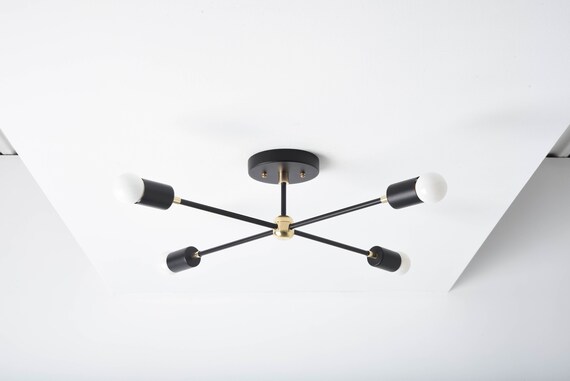 Black Brass Sputnik Chandelier Modern Hanging Light Mid Uk Black Brass Sputnik Chandelier Modern, Black Sputnik Ceiling Light Uk