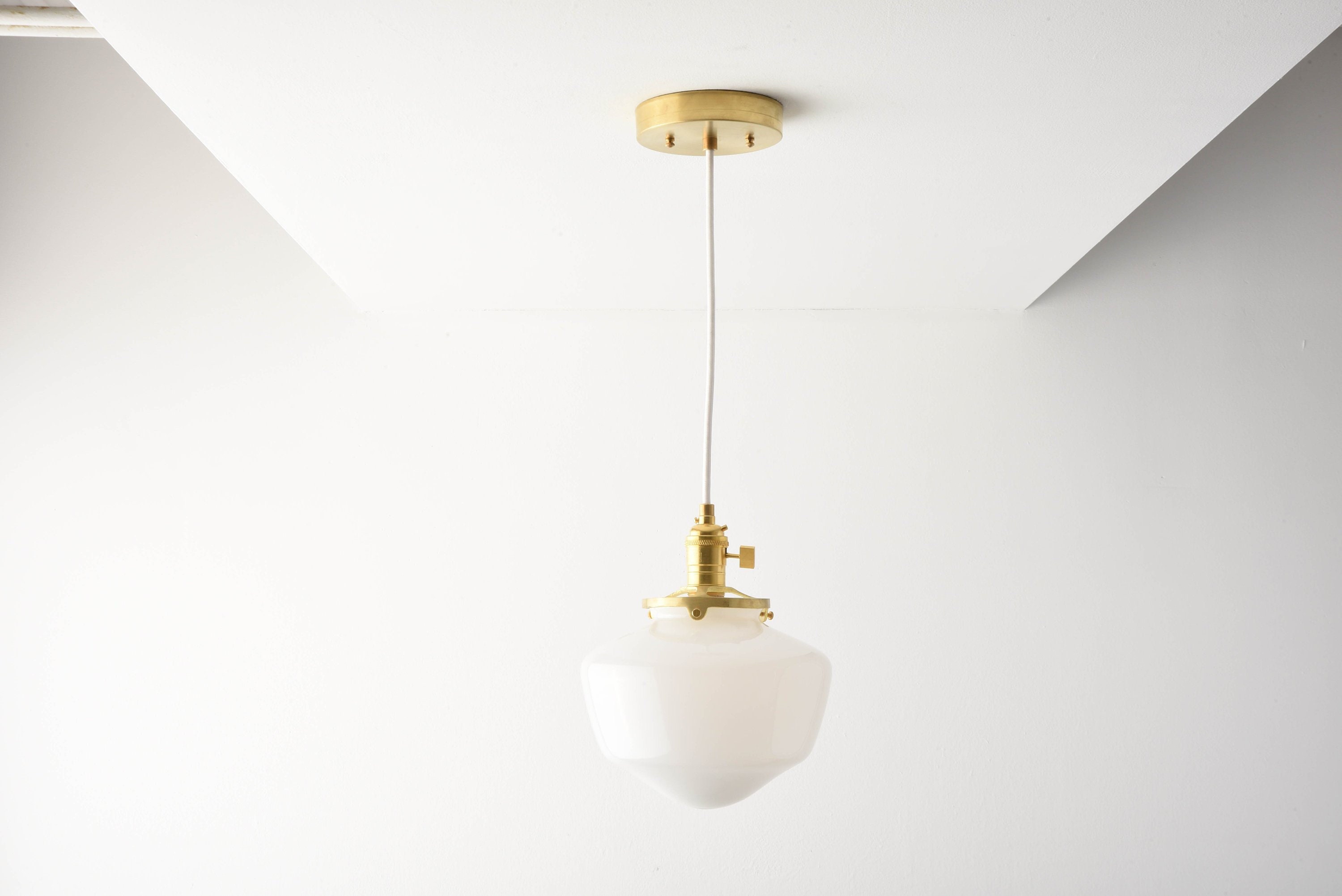 Pendant Light Raw Brass Mid Century Modern Industrial Gallery Photo