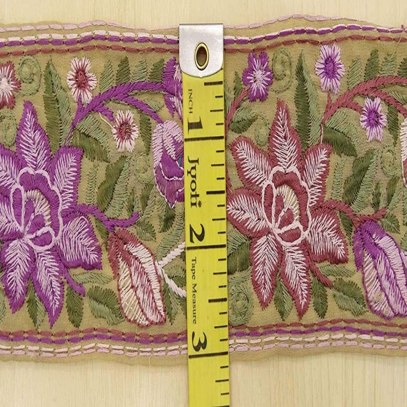 Trim By The Yard Women Sari Border MIN-SW-VB17749A Tortilla Brown Used Fabric Trim Indian Vintage Sari Border Ribbon Dress Lace
