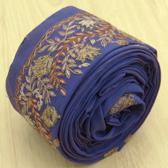 Vintage saree Border Indian Wrap Sari Mauve Sewing Embroidered Used 1YD Ribbon