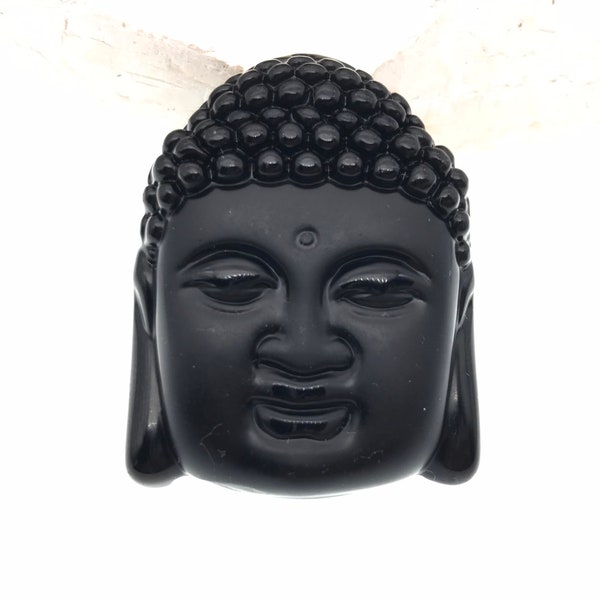 1 pc large glass Buddha head pendant, top drilled front to back for jump ring or bail, 2 x 1 1/2 inch, symbolize Good luck and blessings