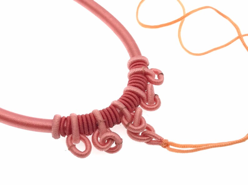 Handmade Silk Cord Knots Necklace Dark Peach Color 1619 Etsy