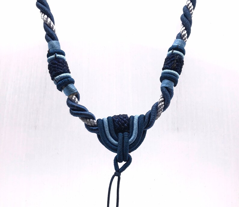 Handmade Silk Cord Knots Necklace Blue or Grass Green Detail Etsy