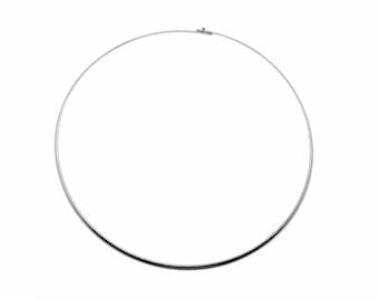 Flat metal wire choker necklace: different color plated, 1/8 inch flat wide, 20 inches perimeter, easy on and off