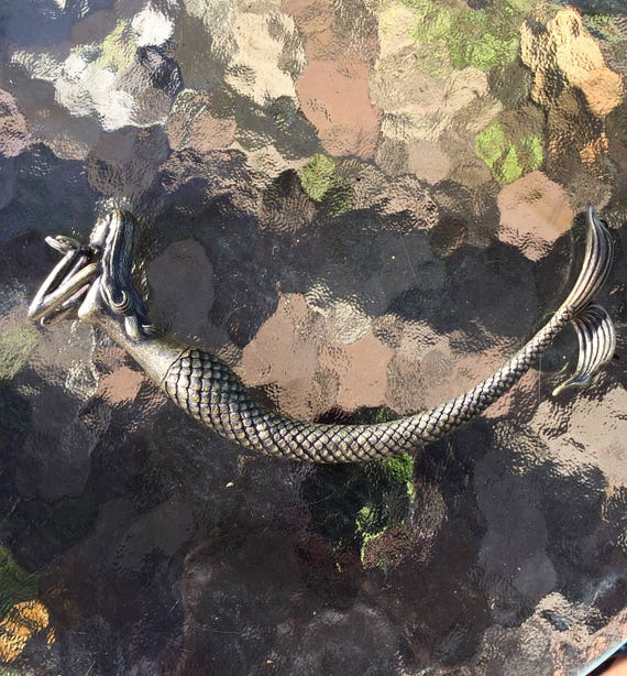 Large Brass Plated Mermaid Tube: Necklace Component (8 inch/21cm)