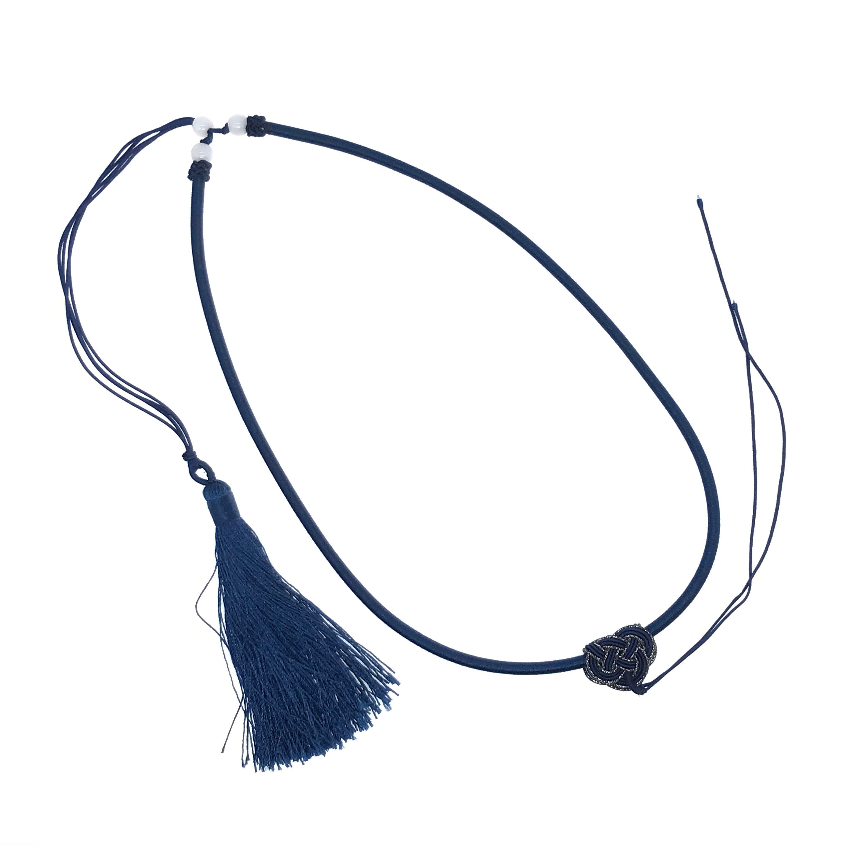 Handmade Silk Cord Knot Necklace: Jade Beads & Tassel, Adjustable 