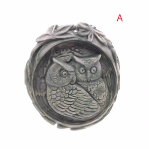 Carved Jasper Stone Owl Pendant: Top Drilled Necklace Charm