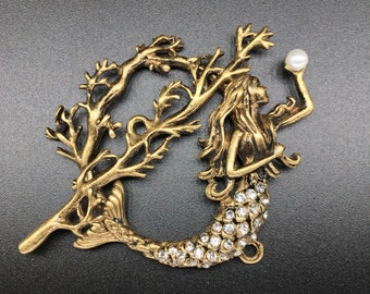 Fecho de alternância Sereia: Cauda de Strass, Latão Banhado (5 cm) - Direitos autorais reservados