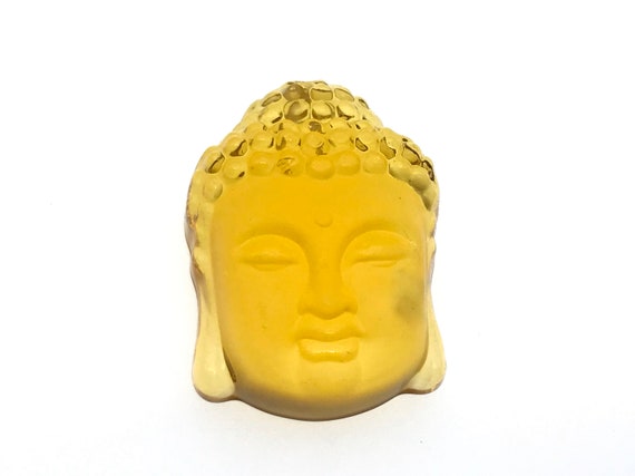 Honinggeel glazen Boeddha hoofd hanger top geboord voor - Etsy