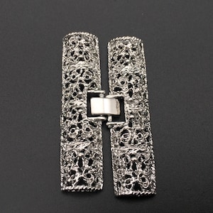 Silver Plated Multi-Strand Hollow Bar Clasp: Watch Buckle Style (2x1 inch) (WB39S)