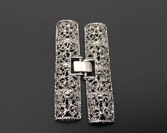 Versilberter mehrsträngiger Hohlstabverschluss: Uhrenschließe (5 x 2,5 cm) (WB39S)