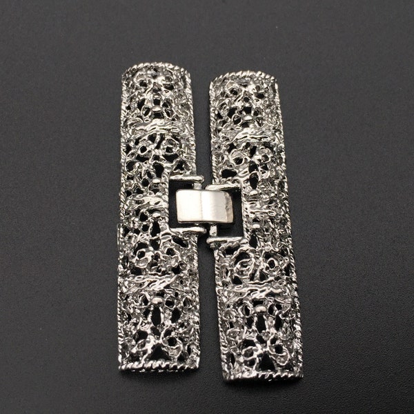 Multi-strands hollow bar watch buckle style clasp. 2 x1 inch, silver or copper plated metal with easy on and off clasp. Large size.(WB39S)