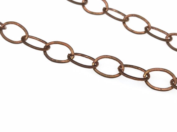 1 Yard Solid Copper Chain 10x5 Mm not Polished or Treated Cut