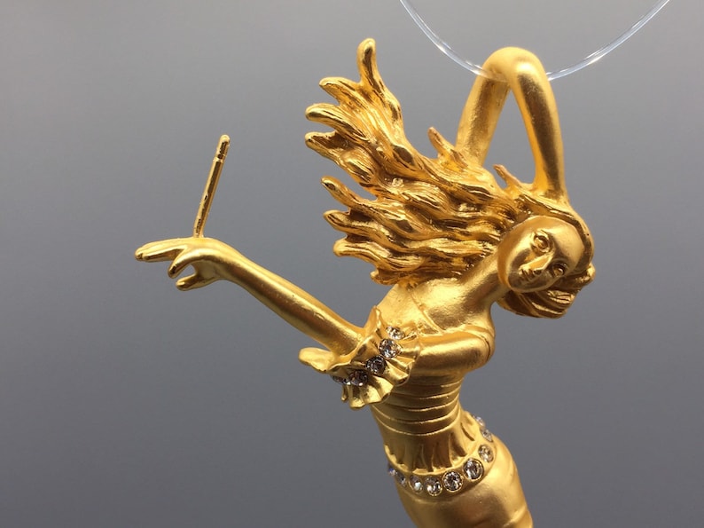 Frost gold plated. Mermaid pendant or brooch with one pin to hold drilled beads in PD02FG copyrighted design beads not included