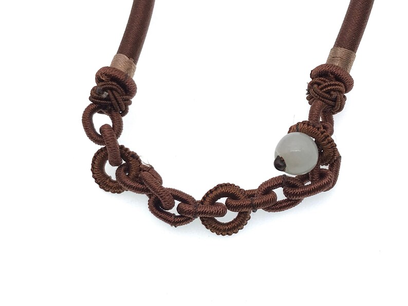 Handmade silk cord knots necklace brown color 1619 inches Etsy