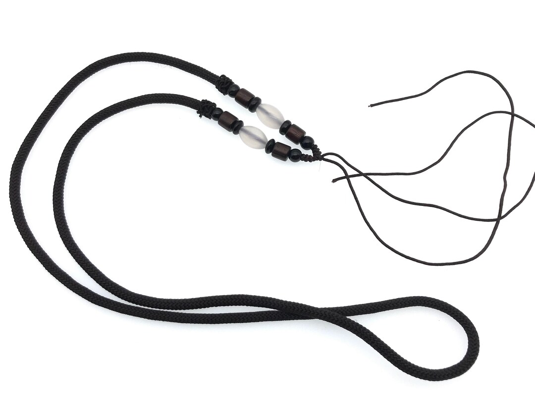 Silk Cord Knot Necklace, Dark Brown, 27 Inches Long, With White Agate ...