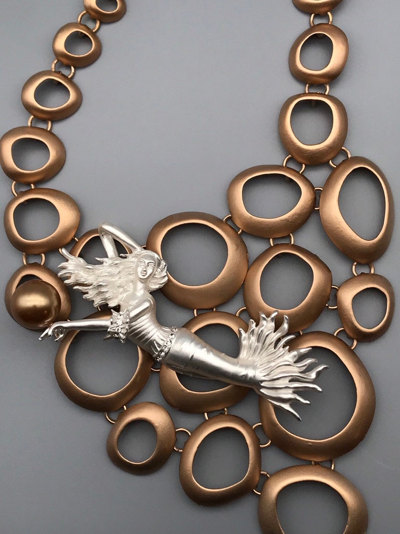 Frost gold plated. Mermaid pendant or brooch with one pin to hold drilled beads in PD02FG copyrighted design beads not included