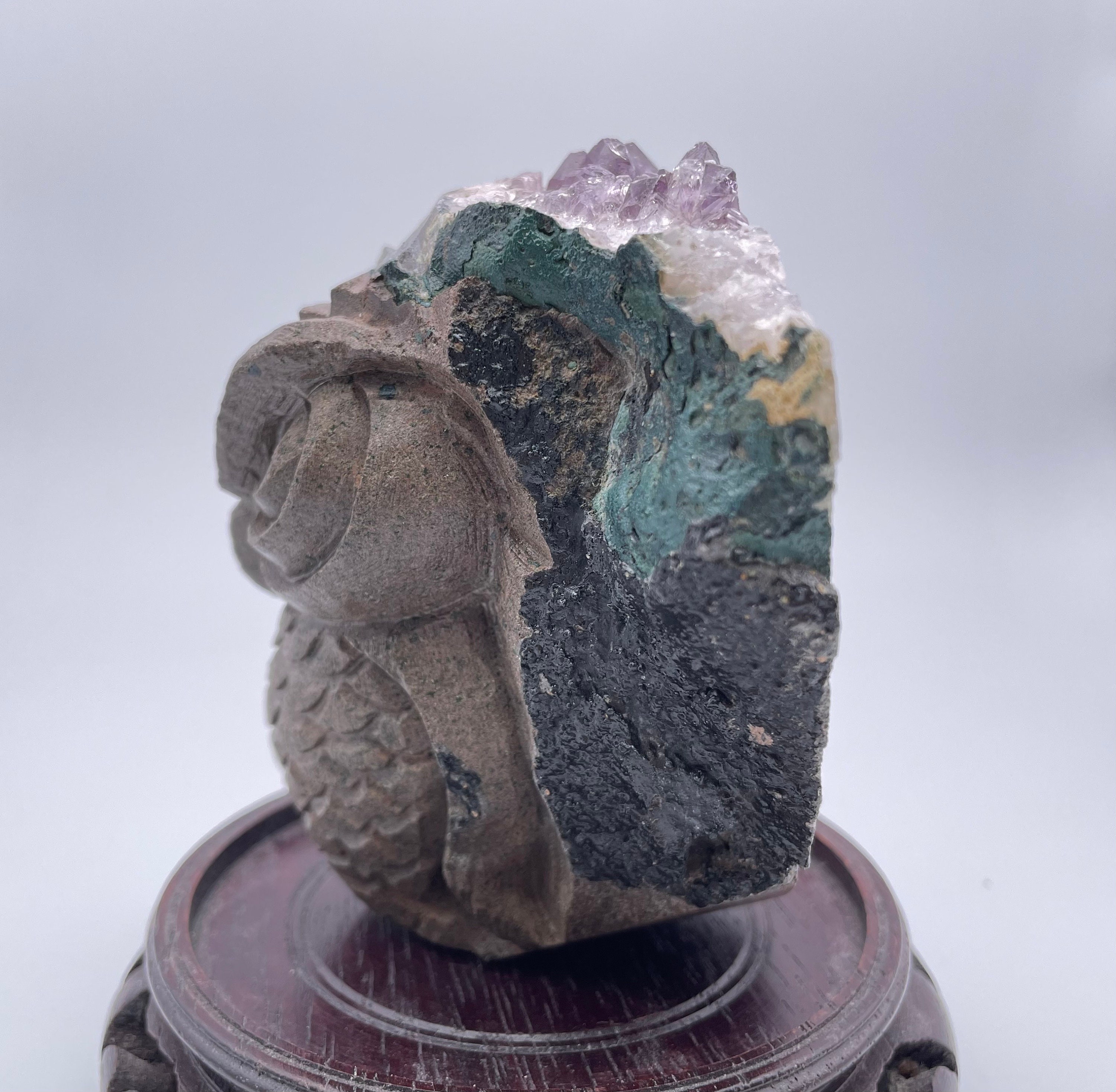 手彫りのアメジストフクロウ彫刻：天然石の動物アート、4インチ - Etsy 