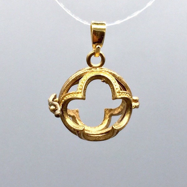 Solid brass cage pendant: color may range from copper to bronze. Not polished or treated. Round shape. Fit 16mm bead (Bead not included )