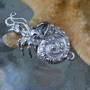 Rhinestone Hermit Crab Magnetic Clasp: Silver Plated Jewelry Finding copyrighted