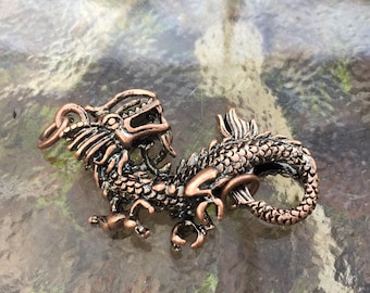 Copper Plated Dragon Lobster Clasp: Original Design Jewelry Finding (1 3/4 x 3/4 inches)