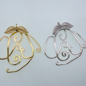 Large Cabochon Setting: Gold or Silver Plated Stone Holder with Leaf Bail (2x2 inch)