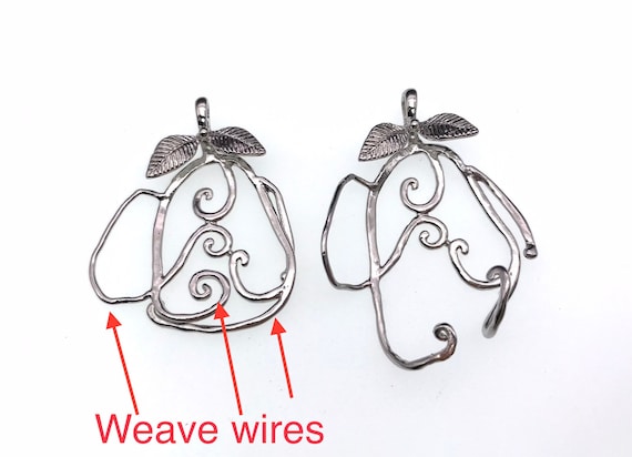 Leaf Bail Cabochon Setting: Silver/Gold Plated Stone Holder (1 3/4x1 inch)