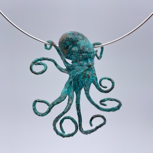 Octopus Stone Holder: Color Plated Brass Cabochon Setting, DIY Pendant 2.75x2.5 in copyrighted