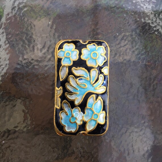 3 Piece Set Cloisonné Rectangle Beads Gold Plated Black Blue /& White `