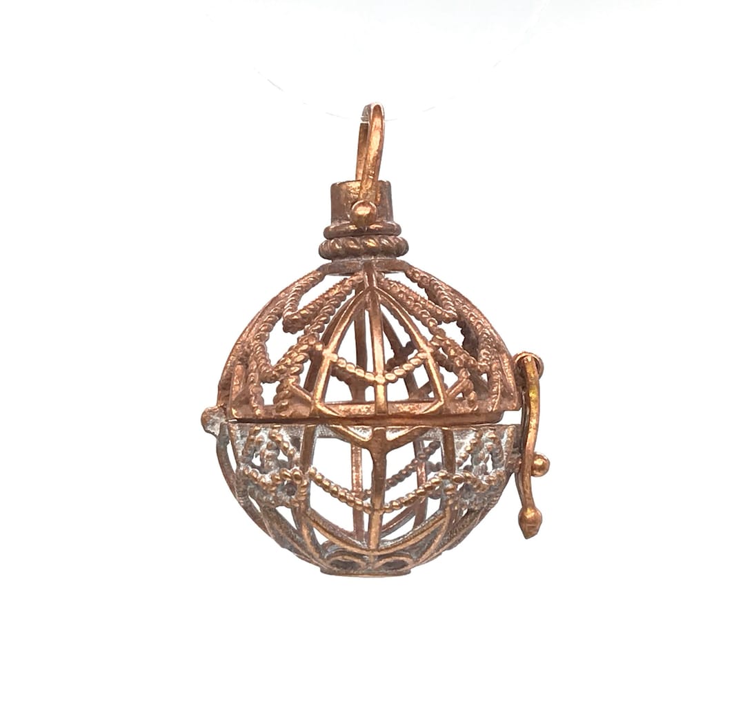 Solid Brass Cage Pendant Color May Range From Copper to Bronze With