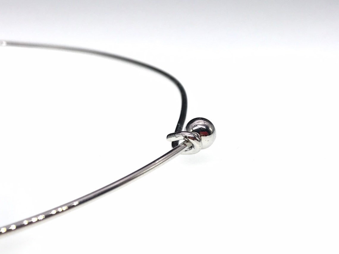 Silver Plated Round Metal Wire Choker Necklace 17 1/2 17 or Etsy