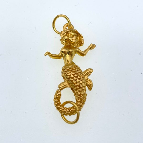 Mermaid lobster clasp, frost gold plated, double sides, (L04G), 1 3/4 x 3/4 inches,  Original design and copyrighted! New arrivals!