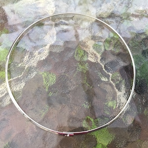 Silver plated flat metal wire choker necklace: 1/8 inch flat wide, 17 or 20 inches perimeter, easy on and off