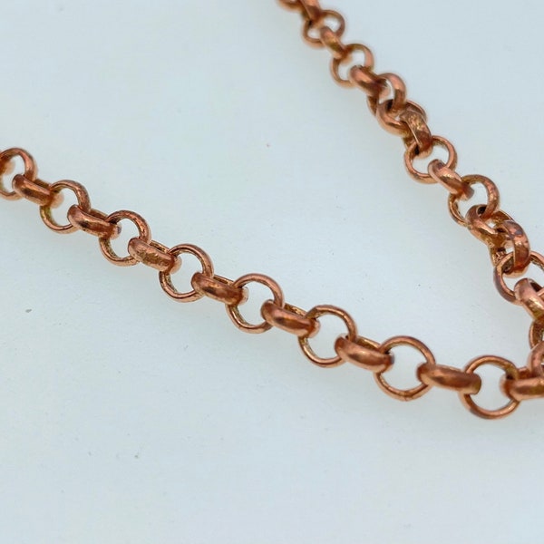 1 yard solid copper Rolo chain, 5x5 mm, not polished or treated, very cute and lovely, Perfect to make into necklace for stone cage