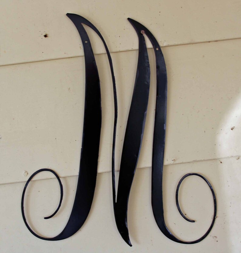 22 inch Black Script Metal Letter M Door or Wall | Etsy
