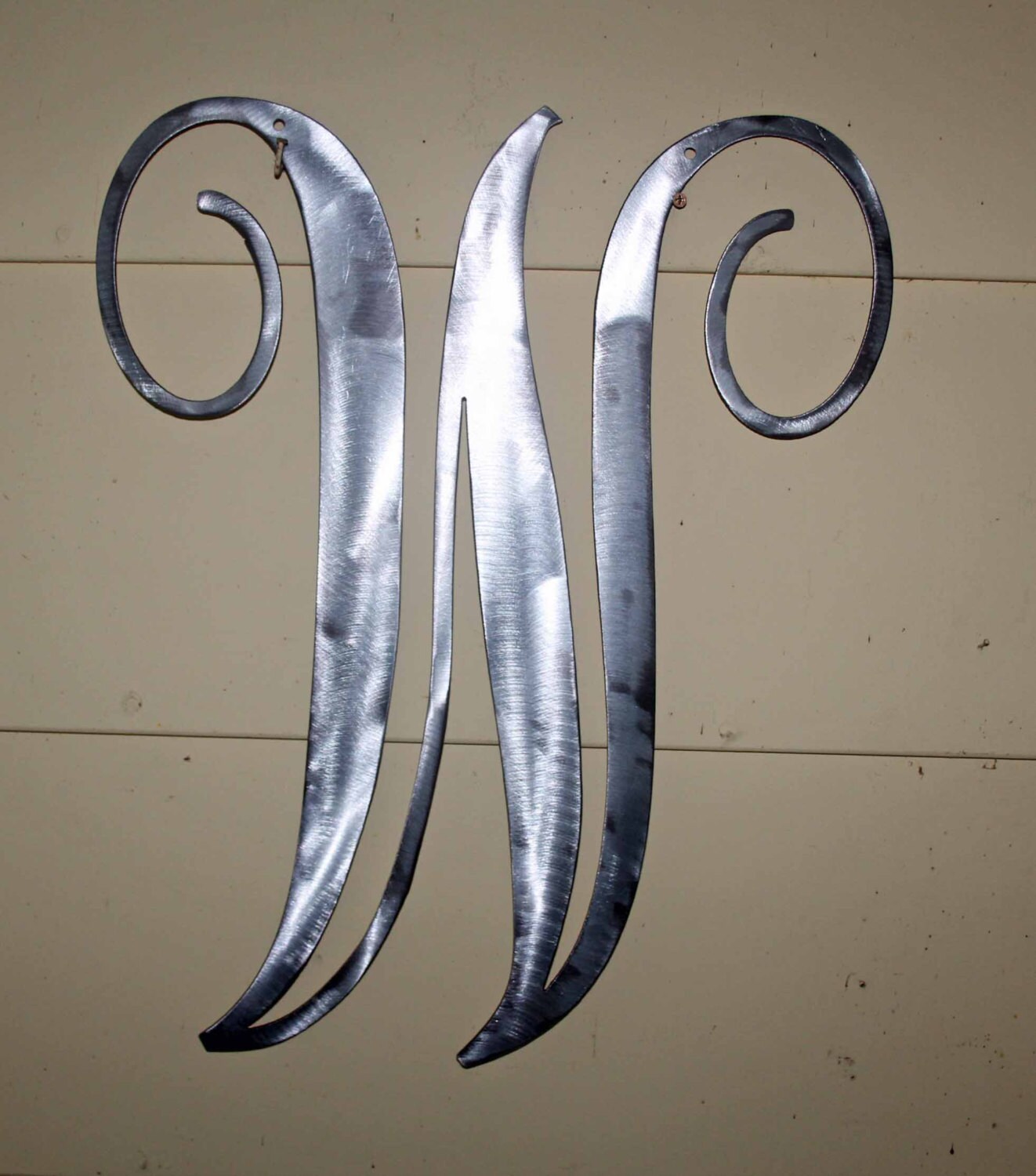 22 inch Polished Metal Script Letter W Door or Wall Hanging