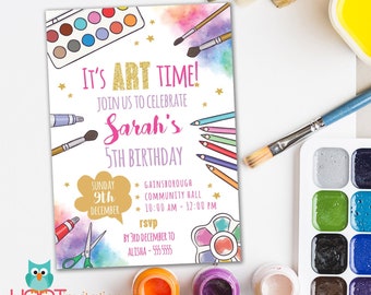 Art birthday invitation, art party, art party invitation, printable invitation, painting party, painting birthday, craft party