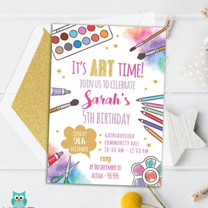 Art party invitation, Art birthday party, Painting party, Art and Craft, Art theme party, Printable invitation, Art time