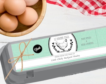 Baby Blue Egg Carton Labels - Egg Carton sticker - Egg Packaging - print at home - dozen 12 egg label - Backyard chickens - Farmers Market