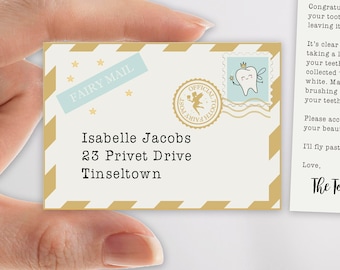 Tooth Fairy Letter with Tooth fairy Receipt and Mini envelope, Tooth fairy pillow accessory, Editable Tooth Fairy Printable
