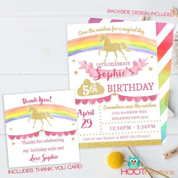 Unicorn Birthday Invitation, Unicorn Invitation, Rainbow Invitation, Magical Invitation, Rainbow Birthday Invite Printable, Unicorn Party