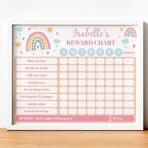 Editable Chore Chart, Pastel Rainbow Reward Chart, Chore Chart for Kids ...