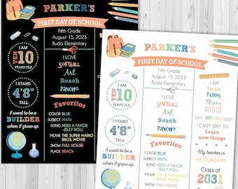 First day of school sign for boy, First day of Second Grade sign, Back to school sign, 1st day of school, Chalkboard sign, School supplies