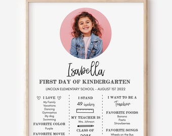 First day of school sign, School picture board, First day of Kindergarten sign, Back to school sign Printable, first grade sign ANY GRADE