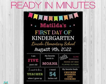 Back to School sign, First day of school sign, 1st day of school chalkboard, Back to School printable, kindergarten poster EDITABLE