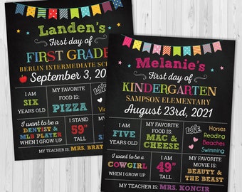 First day of school sign printable, First day of school chalkboard, Back to School sign, Back to School printable, kindergarten school sign