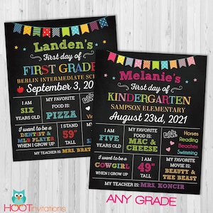 First day of school sign printable, First day of school chalkboard, Back to School sign, Back to School printable, kindergarten school sign