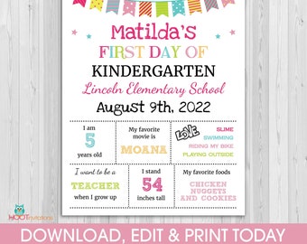 Back to School sign, First day of school sign, 1st day of school chalkboard, Back to School printable, kindergarten poster EDITABLE WHITE