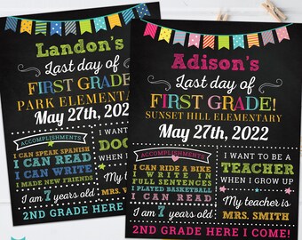 Letrero de último día de primer grado, Letrero de último día de clases, Accesorios para fotos de graduación de primer grado, Pancarta de graduación imprimible de primer grado